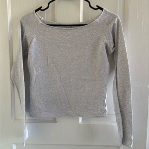 Brandy Melville Light Grey Long-Sleeve Boatneck Top